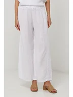 Spodnie damskie - Lin Passion Lniane spodnie w kolorze białym - miniaturka - grafika 1