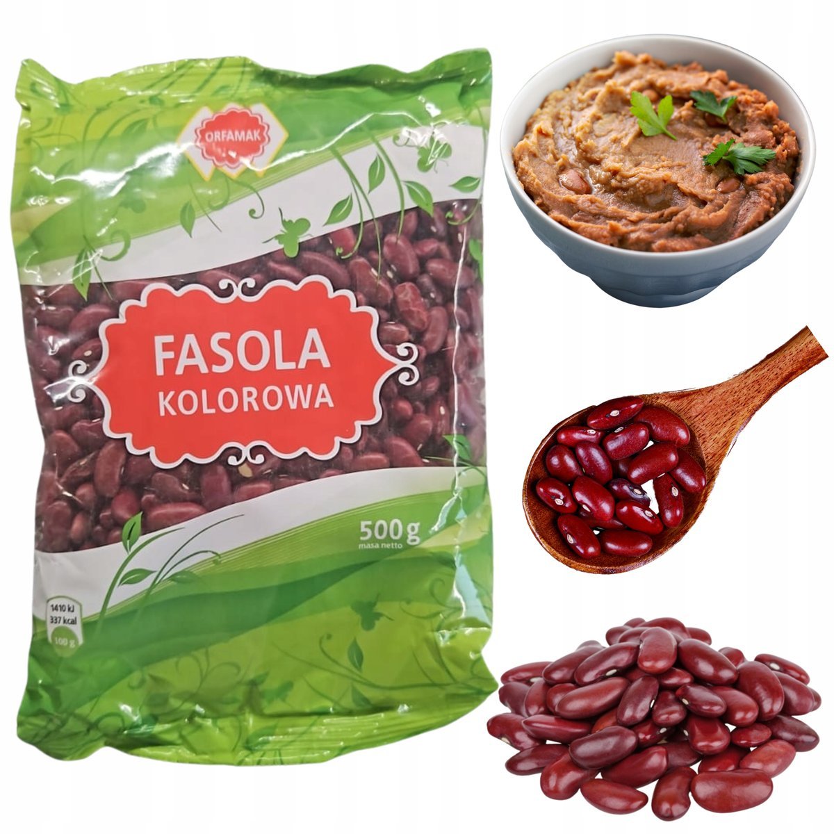 Orfamak Fasola Czerwona Kolorowa Fasolka Zdrowa Żywność Witaminy 500g