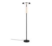 Lampy stojące - Trio CELESTE 454910132 lampa stojąca z chromowanego szkła LED 15W DIM wykończenie czarne z elementem drewnianym - miniaturka - grafika 1