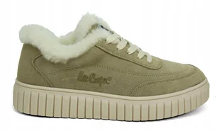 BUTY ZIMOWE LEE COOPER DAMSKIE TENISÓWKI ZAMSZOWE BEŻOWE OCIEPLANE FUTERKO 37 - Trampki damskie - miniaturka - grafika 1