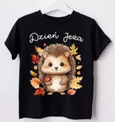 Koszulki dla dziewczynek - CZARNA Koszulka Z JEŻEM NA DZIEŃ JEŻA - miniaturka - grafika 1