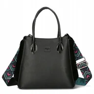 Torebki damskie - Torebka Damska Ego Ekoskóra Listonoszka Pojemna Shopper Na Ramię Czarna - miniaturka - grafika 1