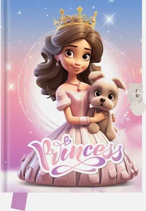 Pamiętnik z kłódką 80k 14x18cm Princess Księżniczka z pieskiem - Szkolne artykuły papiernicze - miniaturka - grafika 1
