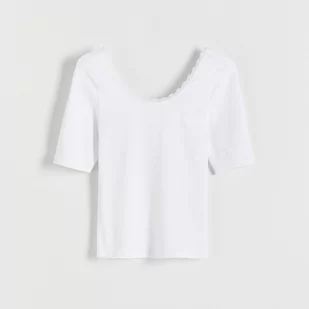 Reserved - T-shirt slim fit - biały - Koszulki i topy damskie - miniaturka - grafika 1