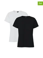 Koszulki i topy damskie - Pieces Koszulki (2 szt.) w kolorze czarnym i białym - miniaturka - grafika 1