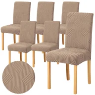 Pokrowce na meble - ZESTAW 6 SZT. POKROWIEC NA KRZESŁO BEŻ CAPPUCCINO ŻAKARD WARKOCZ [10-Z8-CP-6SZT] - miniaturka - grafika 1