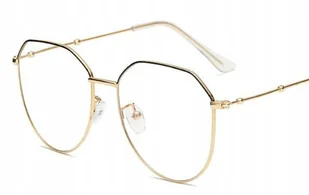 Okulary korekcyjne złoto-czarne ładne metal +1 - Okulary korekcyjne, oprawki, szkła - miniaturka - grafika 1
