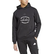 Bluzy męskie - adidas Męska bluza z kapturem z polaru BRAND LOVE M, czarna, Czarny, M - miniaturka - grafika 1
