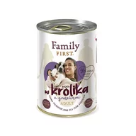 Mokra karma dla psów - FAMILY FIRST - Mokra karma dla psa dorosłego KRÓLIK Z GRUSZKĄ puszka 400g - miniaturka - grafika 1