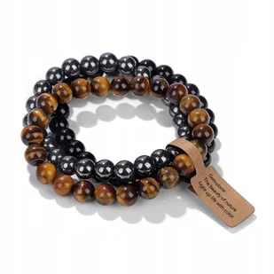 Zestaw 3 x Bransoletki Kamień Tygrysie Oko Hematyt Czarny Onyks 8 mm - Bransoletki - miniaturka - grafika 1