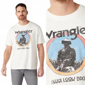 Koszulki męskie - Wrangler AMERICANA TEE Off White LUŹNY BIAŁY T-SHIRT BAWEŁNA KOSZULKA XXL - miniaturka - grafika 1