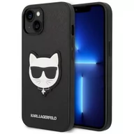 Etui i futerały do telefonów - Etui KARL LAGERFELD Saffiano Choupette Head Patch do Apple iPhone 14 Plus Czarny - miniaturka - grafika 1