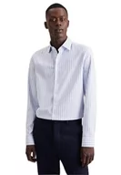 Koszule męskie - Seidensticker Męska koszula biznesowa – slim fit – łatwa do prasowania – kołnierz Kent – długi rękaw – 100% bawełna, niebieski, 38 - miniaturka - grafika 1