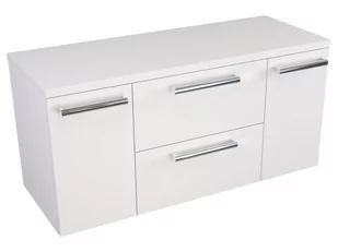 Szafka Wisząca Z Blatem ATH 100 cm D - Biały Mat - Uchwyty Chromowane - Szafki łazienkowe - miniaturka - grafika 1