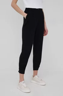 Spodnie damskie - Sisley spodnie damskie kolor czarny proste high waist - grafika 1
