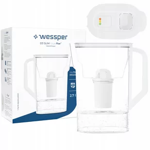 Dzbanek filtrujący wodę Wessper D3 Slim FutureFlow LED + 1x Filtr Wessper - Dzbanki filtrujące - miniaturka - grafika 1