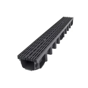 Kanał z kratą PP line czarny System 1000 x 98 A15 100 x 13,1 x 9,8 cm MAXPOL - Rynny i akcesoria - miniaturka - grafika 1
