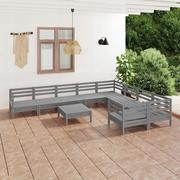 Meble ogrodowe - vidaXL 10-cz zestaw wypoczynkowy do ogrodu szary drewno sosnowe 3083261 - miniaturka - grafika 1