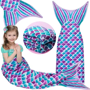 Ogon Syreny Syreni Koc Kocyk Syrenki Miękki Śpiwór Dla Dzieci Fioletowy - Koce - miniaturka - grafika 1