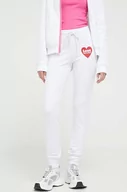 Spodnie damskie - Love Moschino spodnie dresowe kolor biały z nadrukiem - miniaturka - grafika 1