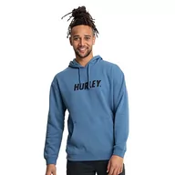 Bluzy męskie - Hurley Męska bluza polarowa Fastlane Solid Po Fleece, ciemnoniebieska (Deep Aqua), M, ciemnoniebieski (Deep Aqua), M - miniaturka - grafika 1