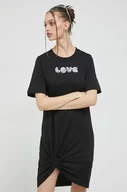 Sukienki - Love Moschino sukienka bawełniana kolor czarny mini prosta - miniaturka - grafika 1