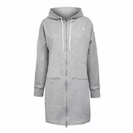 Bluzy damskie - Długa bluza rozpinana damska z kapturem tunika szara Captain Mike M - miniaturka - grafika 1