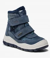 Śniegowce damskie - Twisty Śniegowce Niebieskie Na Rzepy Dziewczęce Ze Skórą 28 Jla - miniaturka - grafika 1