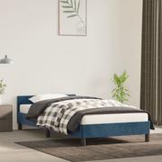 Łóżka - Lumarko Rama łóżka z zagłówkiem, ciemnoniebieska, 80x200 cm, aksamitna - miniaturka - grafika 1