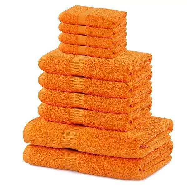 DecoKing DecoKing - Komplet Ręczników Bawełnianych Pomarańczowy MARINA GŁADKIE - 2*70x140+4*50x100+4*30X50