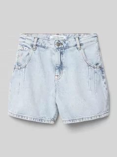 Spodnie i spodenki dla dziewczynek - Szorty jeansowe z naszywką z logo - grafika 1