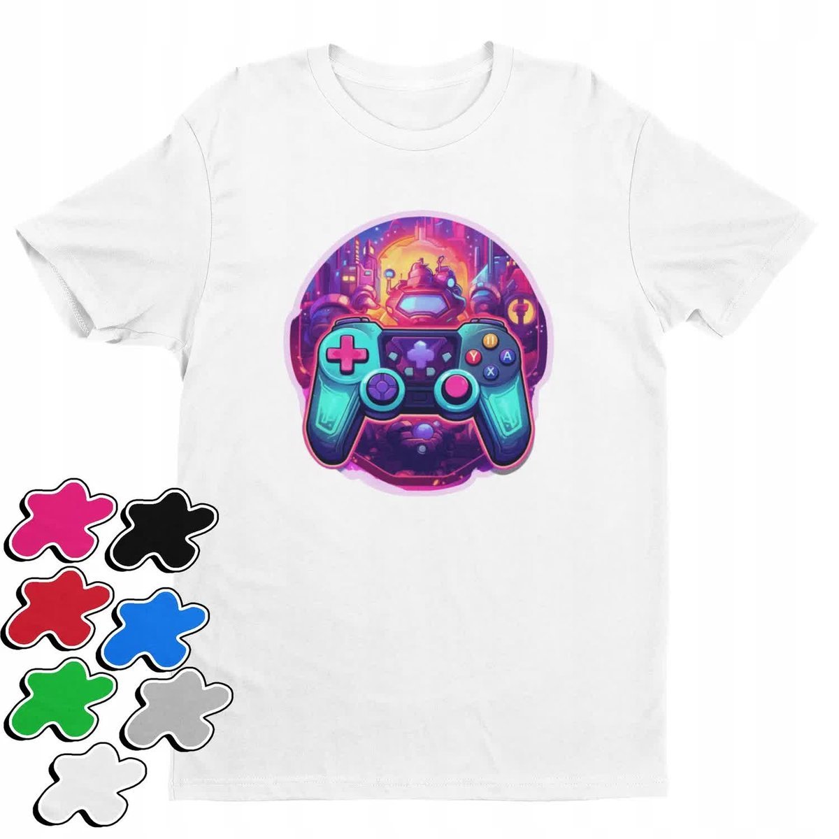 Koszulka T-Shirt Dziecięca Z Nadrukiem Dla Gracza Pad Gammer Gry-M 134-140