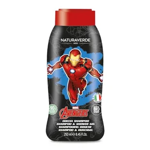 Naturaverde | Kids - Marvel Avengers - prysznic szampon dla dzieci Iron Man, mydło do ciała i włosów, produkty higieniczne dla dzieci, z ekstraktami z nagietka i rumianku BIO, 250ml - Kosmetyki kąpielowe dla dzieci - miniaturka - grafika 1