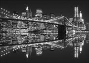 Plakaty - Galeria Plakatu, Plakat, New York Brooklyn Bridge night BW, 100x70 cm - miniaturka - grafika 1