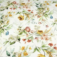 Obrusy i serwetki - Okrągły obrus plamoodporny bawełniany z wzorem Kwiaty - miniaturka - grafika 1