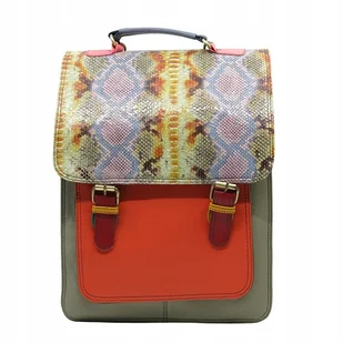 Plecak skórzany damski torebka 2w1 elegancki pojemny mieści A4 OLIVKA - Torebki damskie - miniaturka - grafika 1