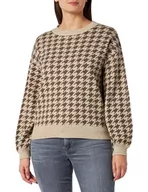 Swetry damskie - Vila Damski sweter z dzianiny Viril L/S Houndstooth Knit Top/Ka, brązowy, M - miniaturka - grafika 1