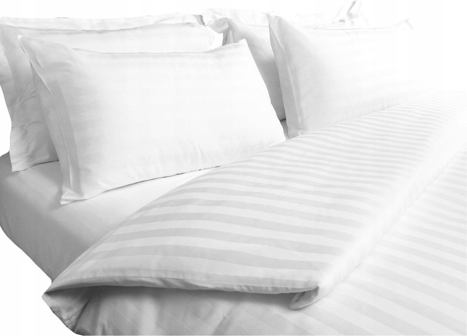 Pościel HOTELOWA adamaszek 200x200cm 70x80- 2 szt zamek PASY 2 CENTYMETRY