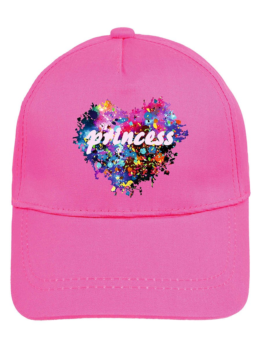 Dziewczęca czapka z daszkiem Princess serduszko ciemnoróżowa Ambra r.50/52