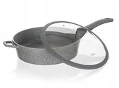 Patelnie - PATELNIA GŁĘBOKA z pokrywą ALUMINIUM 28 cm GRANITE duża NA PREZENT pokrywka - miniaturka - grafika 1