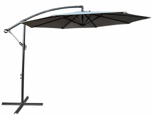 Szary okrągły parasol na taras F3-W16 - Parasole ogrodowe - miniaturka - grafika 1