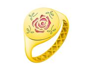 Sygnety - Złoty pierścionek z emalią - sygnet - kwiat - miniaturka - grafika 1
