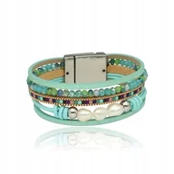 Bransoletki - Bransoletka Skórzana Z Perłami, Kryształem Górskim - miniaturka - grafika 1