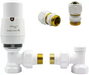 Varioterm Zawór termostatyczny ELEGANT kątowy ze złączką PEX/CU - biały alu-pex - PEX 16 mm ELGS0206C/FK(PEX) - Zawory i kraniki - miniaturka - grafika 1