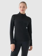 Bluzy sportowe damskie - Damska bluza treningowa 4F 4FWAW24TFSWF411 - czarna - miniaturka - grafika 1