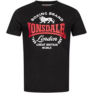 Lonsdale Męski T-shirt Waddon, czarny/czerwony/biały, S - Koszulki męskie - miniaturka - grafika 1