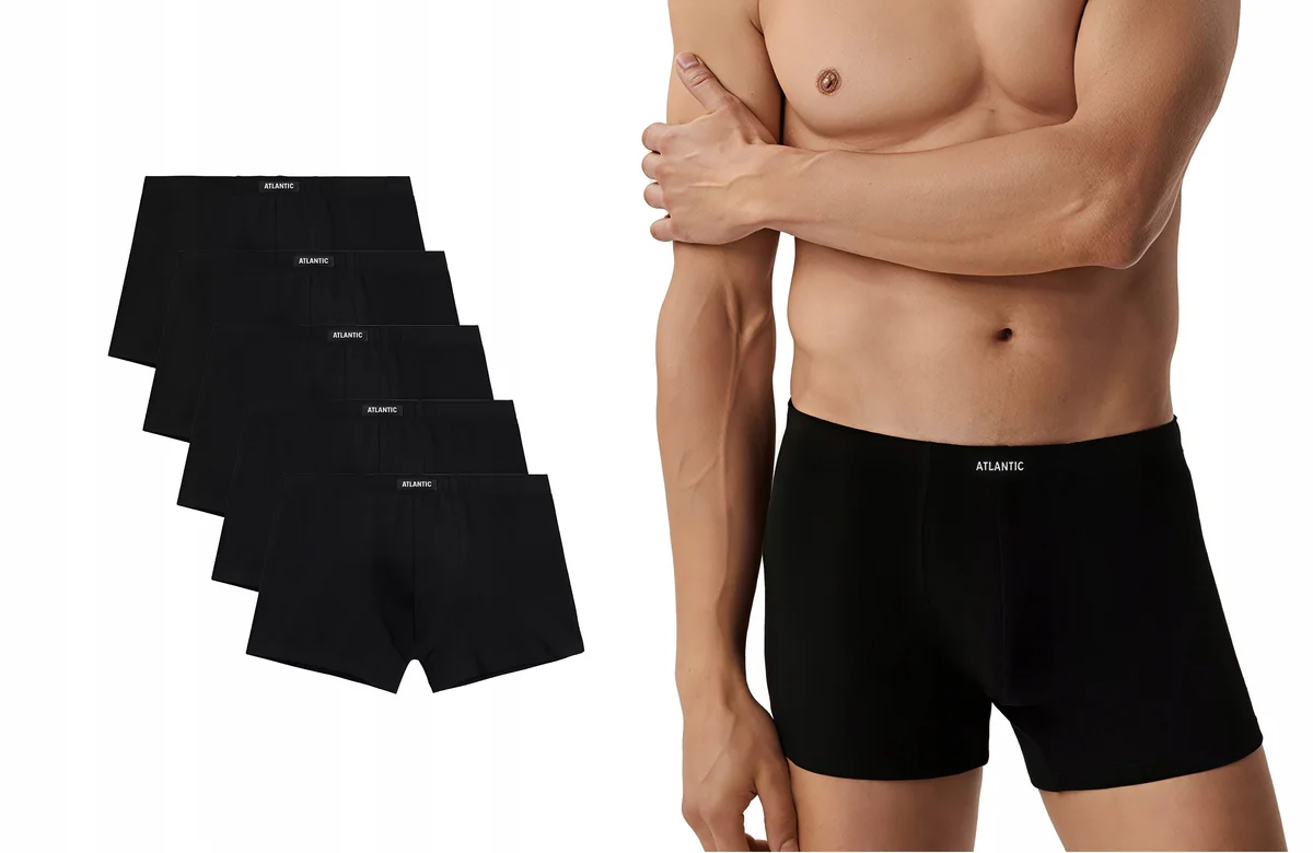 ATLANTIC Bokserki męskie sportowe bawełniane 5BMH-007 czarny 5-PACK XL