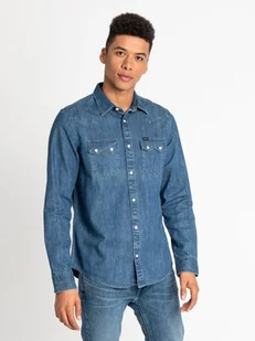 Męska Koszula Jeansowa Lee Rider Shirt Dipped Blue L851Plla-M Tal - Koszule męskie - miniaturka - grafika 1