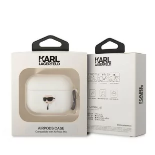 Karl Lagerfeld KLAPRUNIKH AirPods Pro cover biały/white Silicone Karl Head 3D - Akcesoria do słuchawek - miniaturka - grafika 3