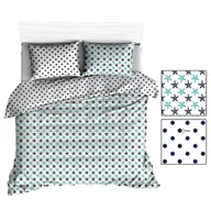 Poszewki na poduszki - Poszewka bawełniana 70x80 R136 biała rozgwiazdy grochy granatowe 38N 205N - miniaturka - grafika 1